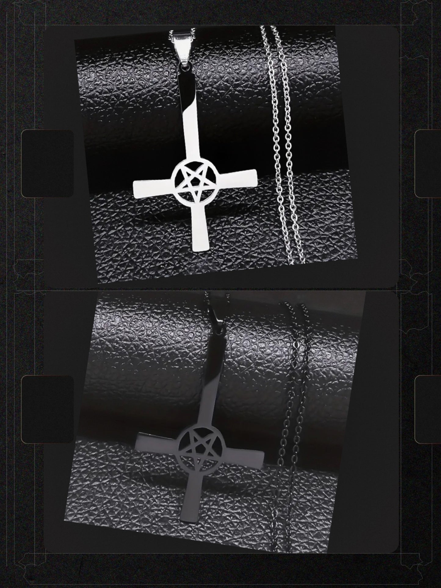 Stainless Steel Upside-Down Cross Pentagram Necklace