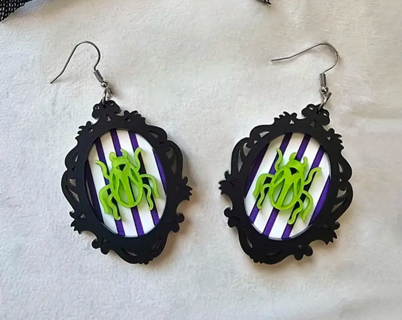 Gothic Beetlejuice Style Earrings