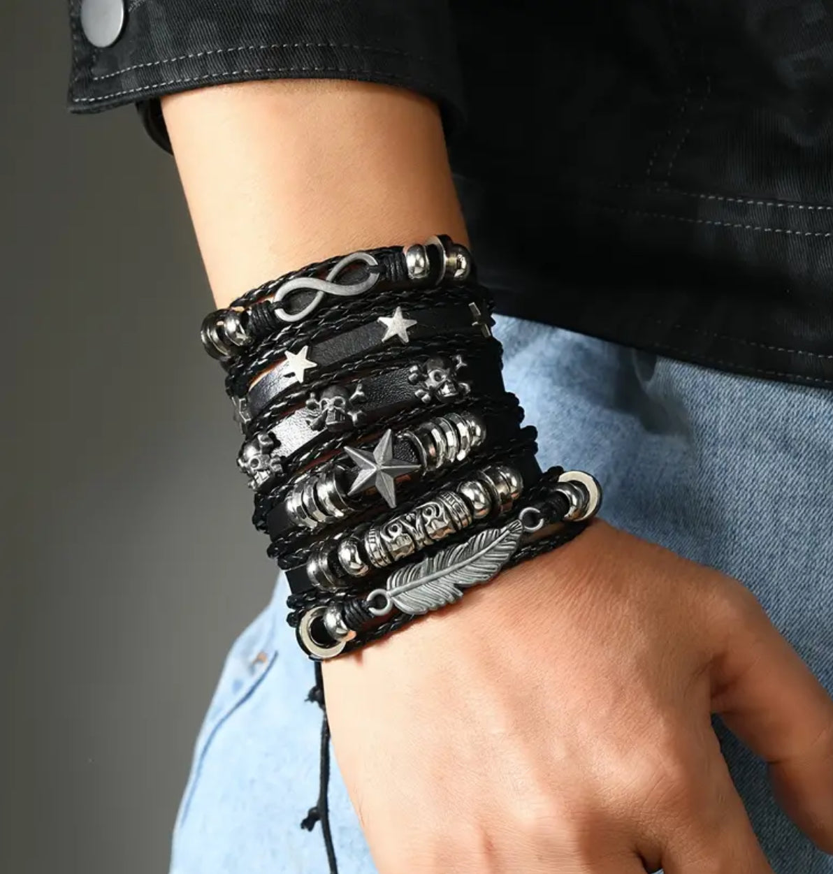 Punk Multi-Layer Leather Pull-Cord Bracelets
