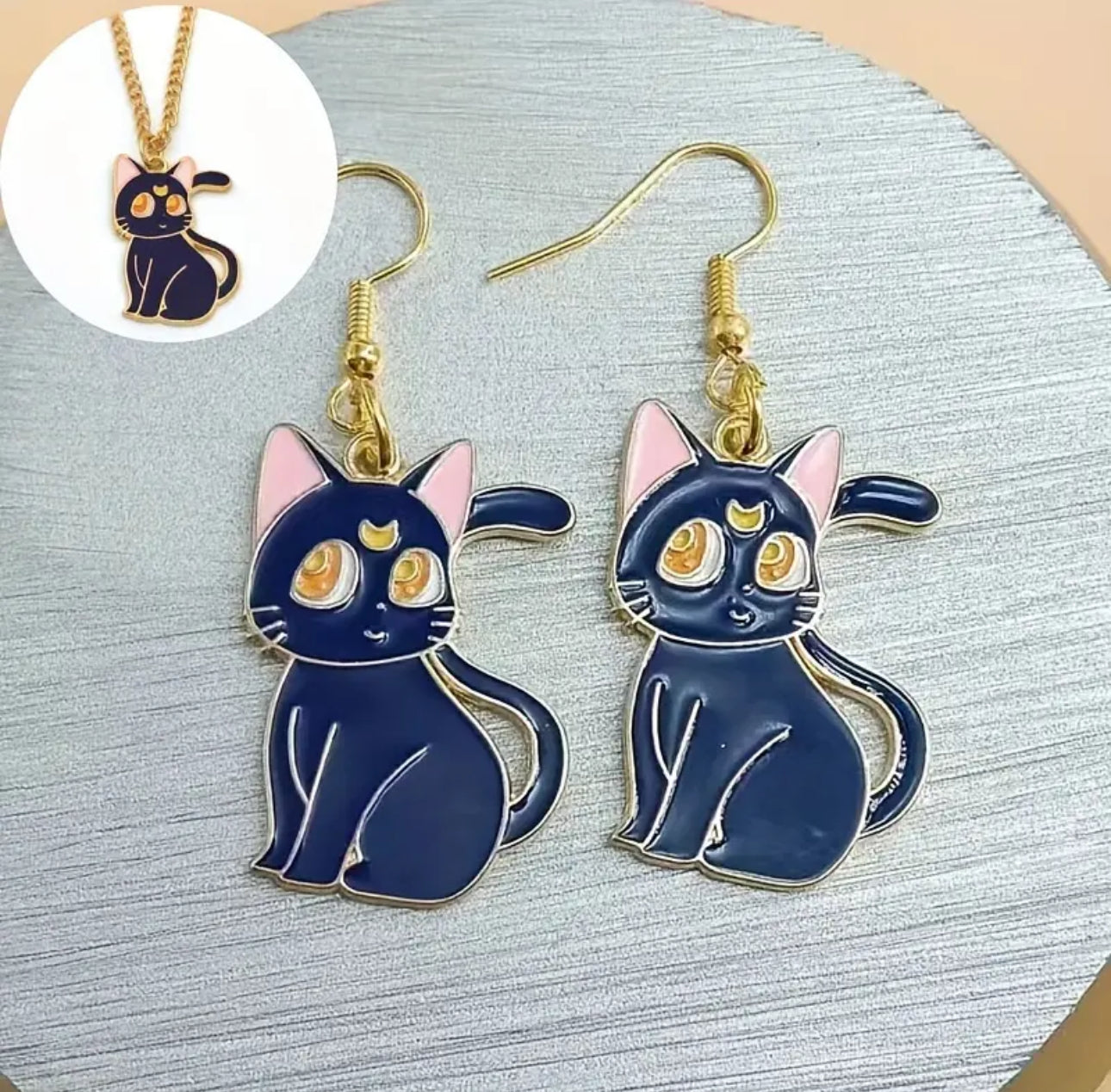 Luna Cat Earring and Necklace Set