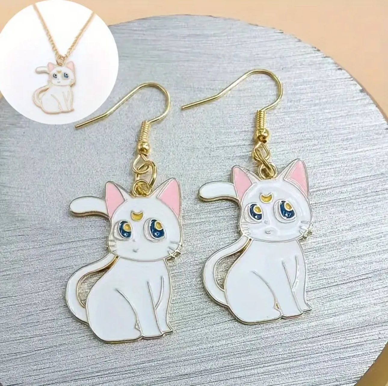 Luna Cat Earring and Necklace Set