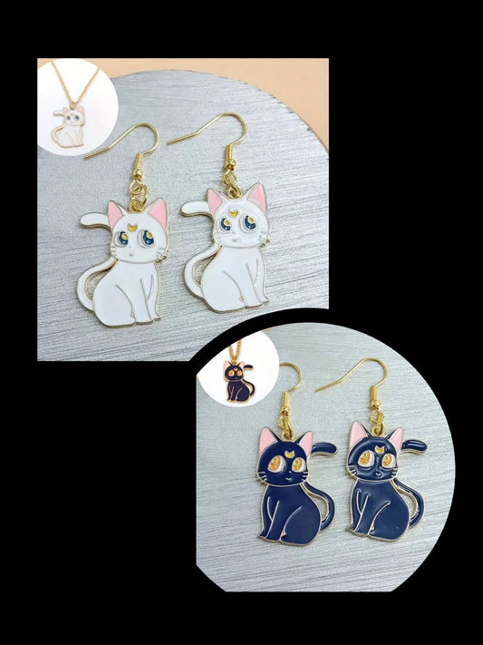 Luna Cat Earring and Necklace Set