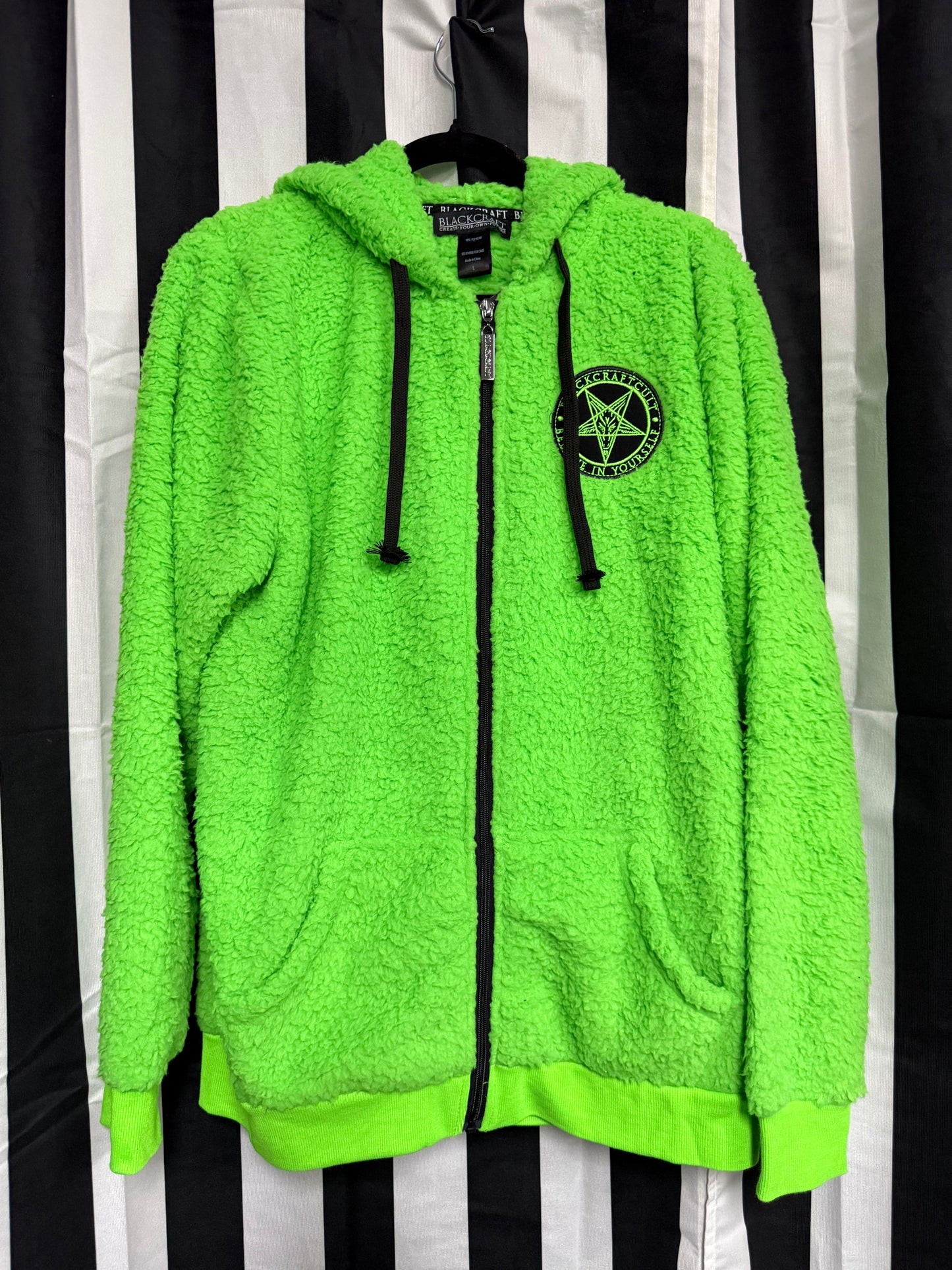 RARE Authentic Blackcraft - Neon Green Fleece Zip-Up Hoodie - Large