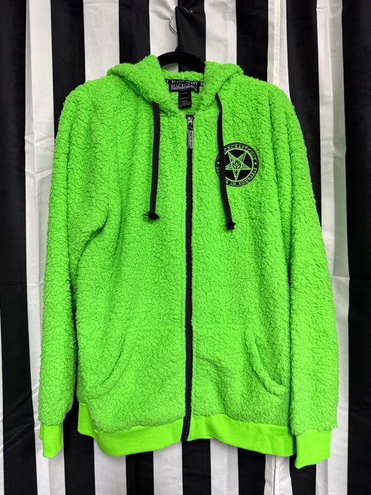 RARE Authentic Blackcraft - Neon Green Fleece Zip-Up Hoodie - Large