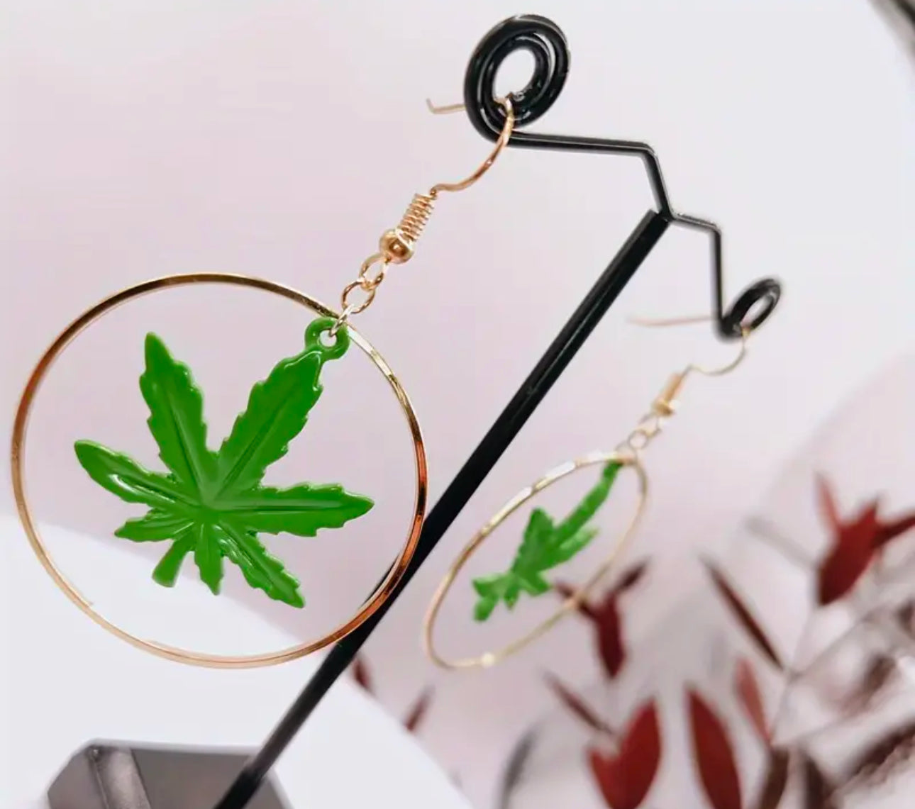 18k Plated Pot Leaf Earrings