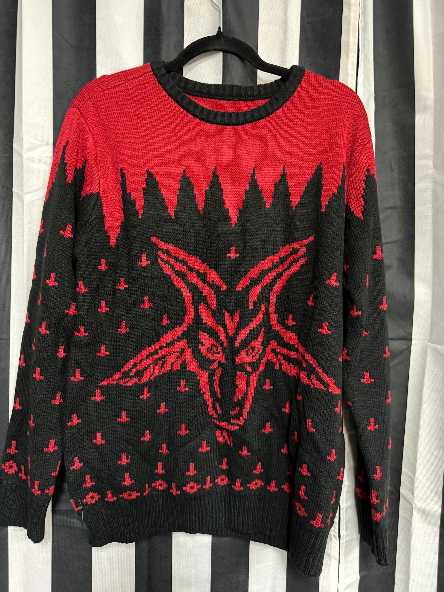 Rare REVERSIBLE Authentic Blackcraft - Baphomet Cross Sweater - Large