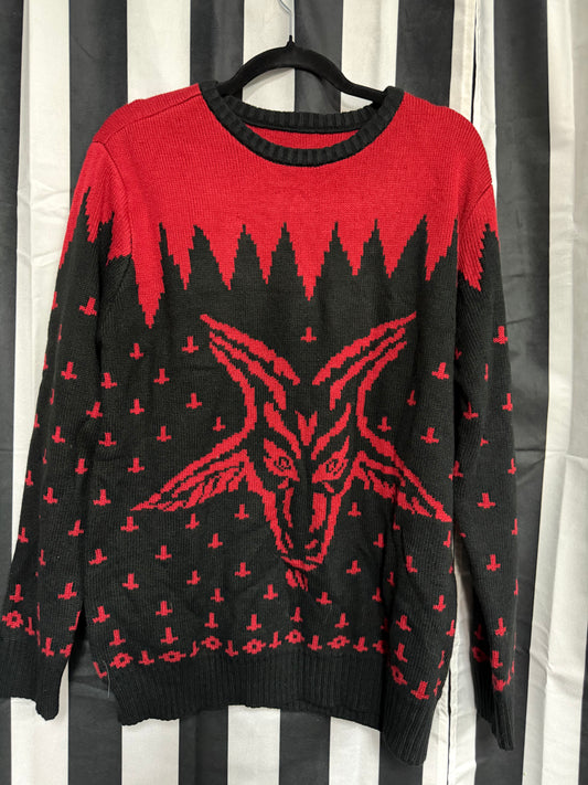 Rare REVERSIBLE Authentic Blackcraft - Baphomet Cross Sweater - Large