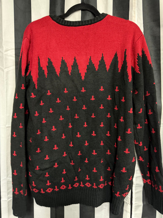 Rare REVERSIBLE Authentic Blackcraft - Baphomet Cross Sweater - Large