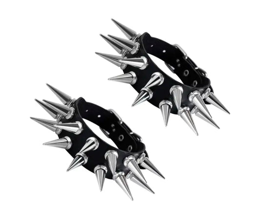 Faux Leather Long Spike Buckle Bracelets