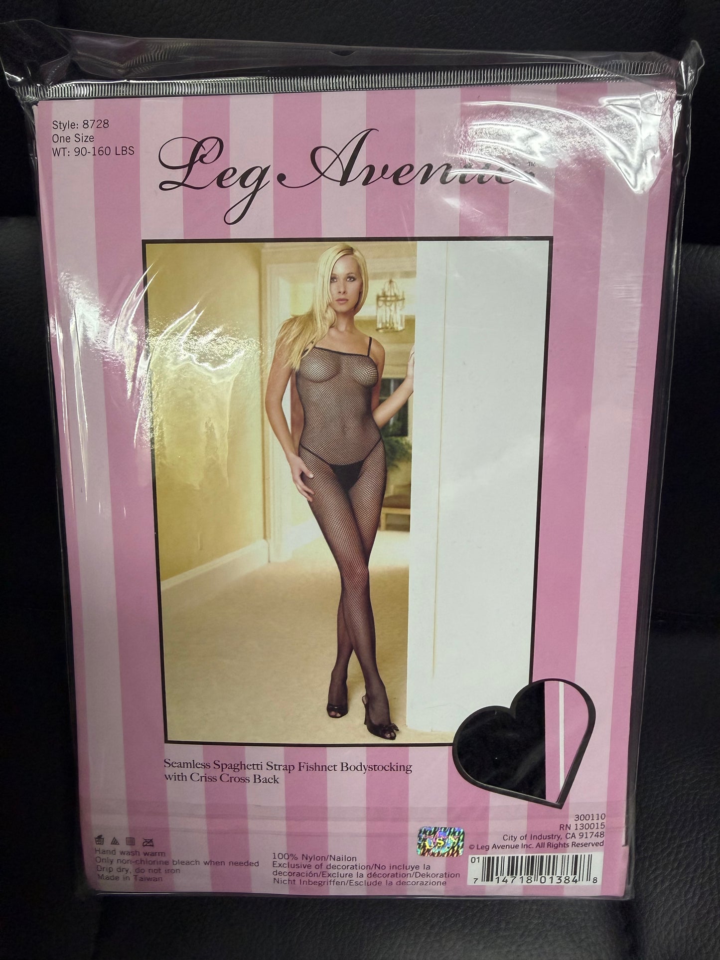 Leg Avenue- Seamless Fishnet Bodystocking w/Criss Cross Back- Black