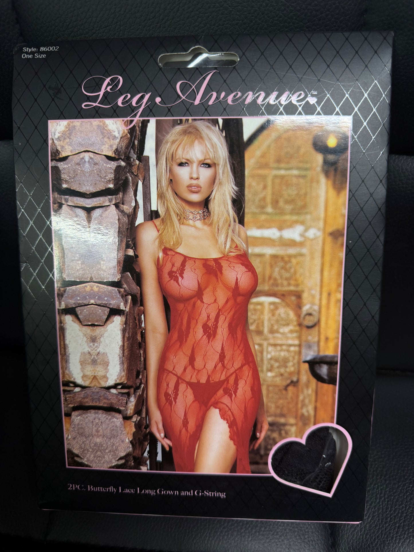 Leg Avenue- 2PC Black Butterfly Lace Long Gown and G-String