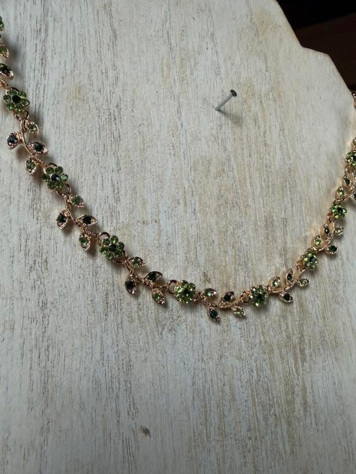 Gold Leaf Necklace/Earrings & Bracelet Set