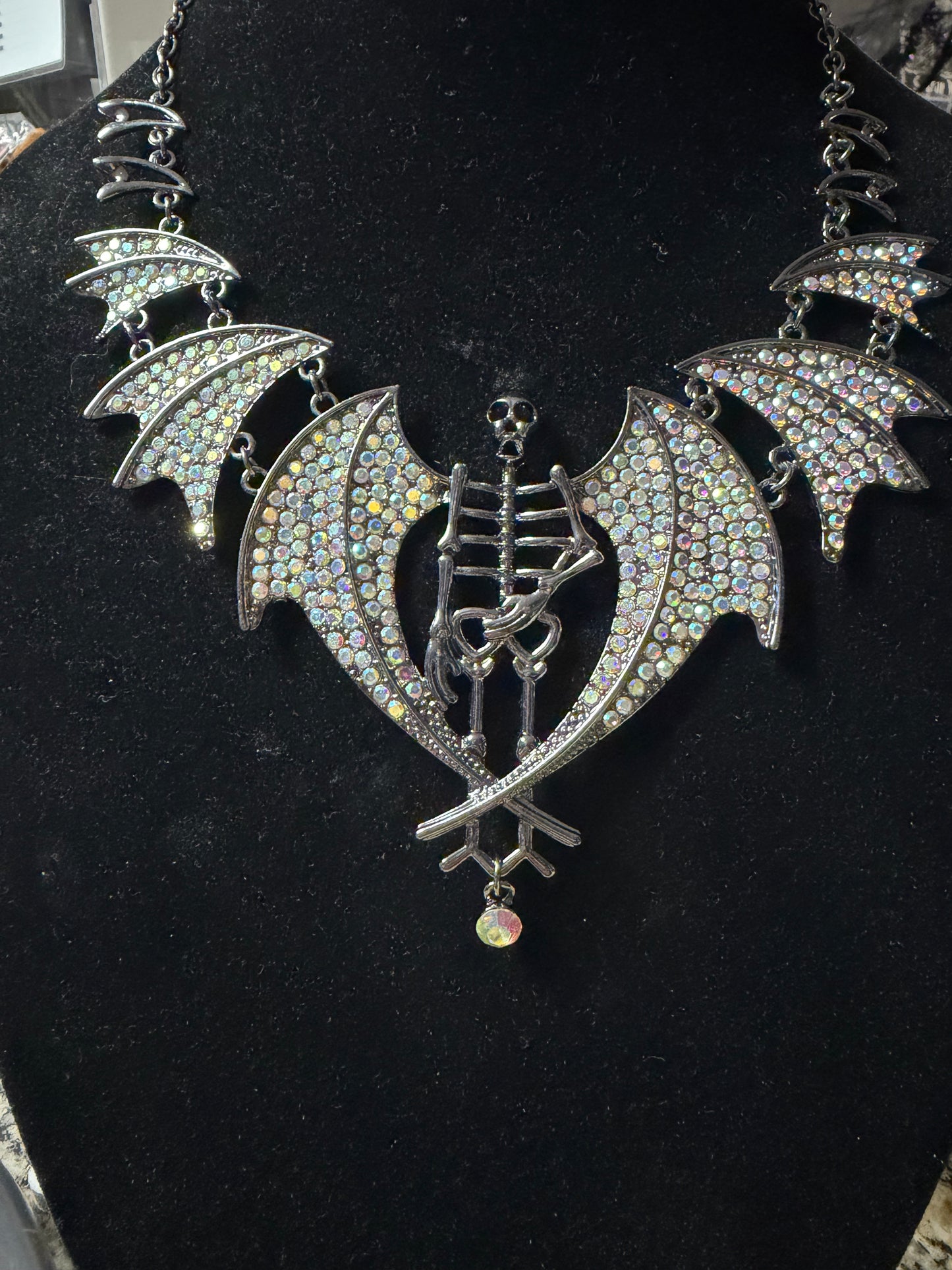 Skeleton Demon Sparkle Statement Necklace