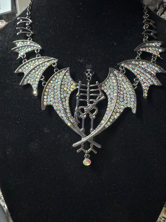 Skeleton Demon Sparkle Statement Necklace