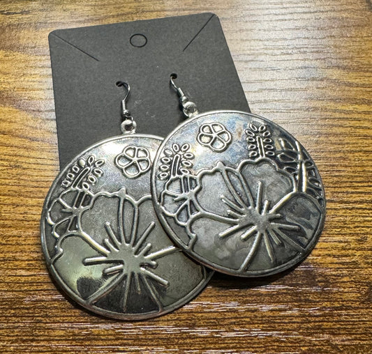 Floral Silver Metal Lightweight Earrings