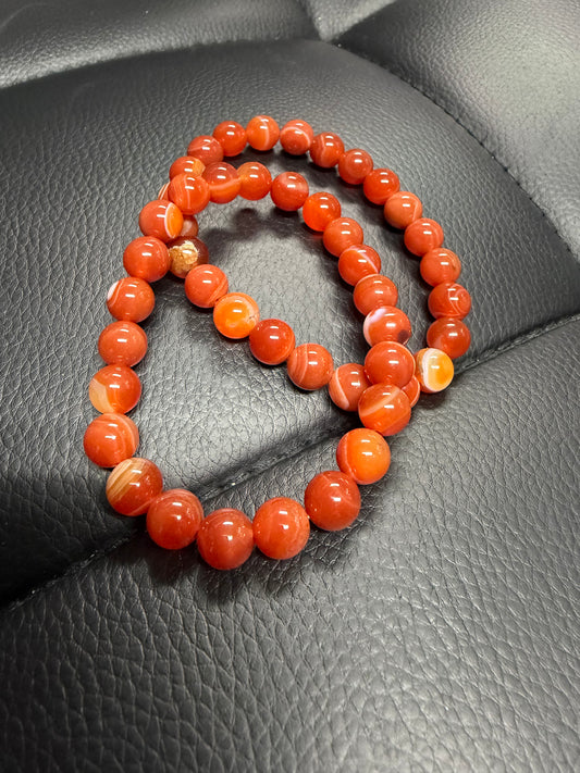 8mm Natural Carnelian Bracelet