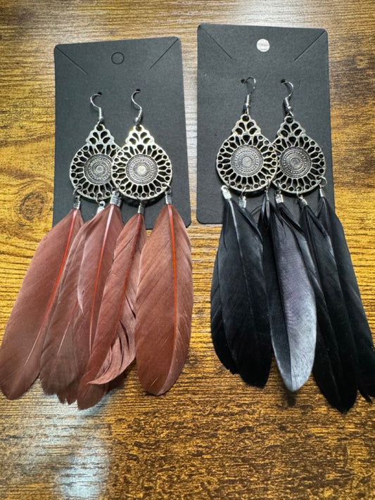 Long Feather Earrings