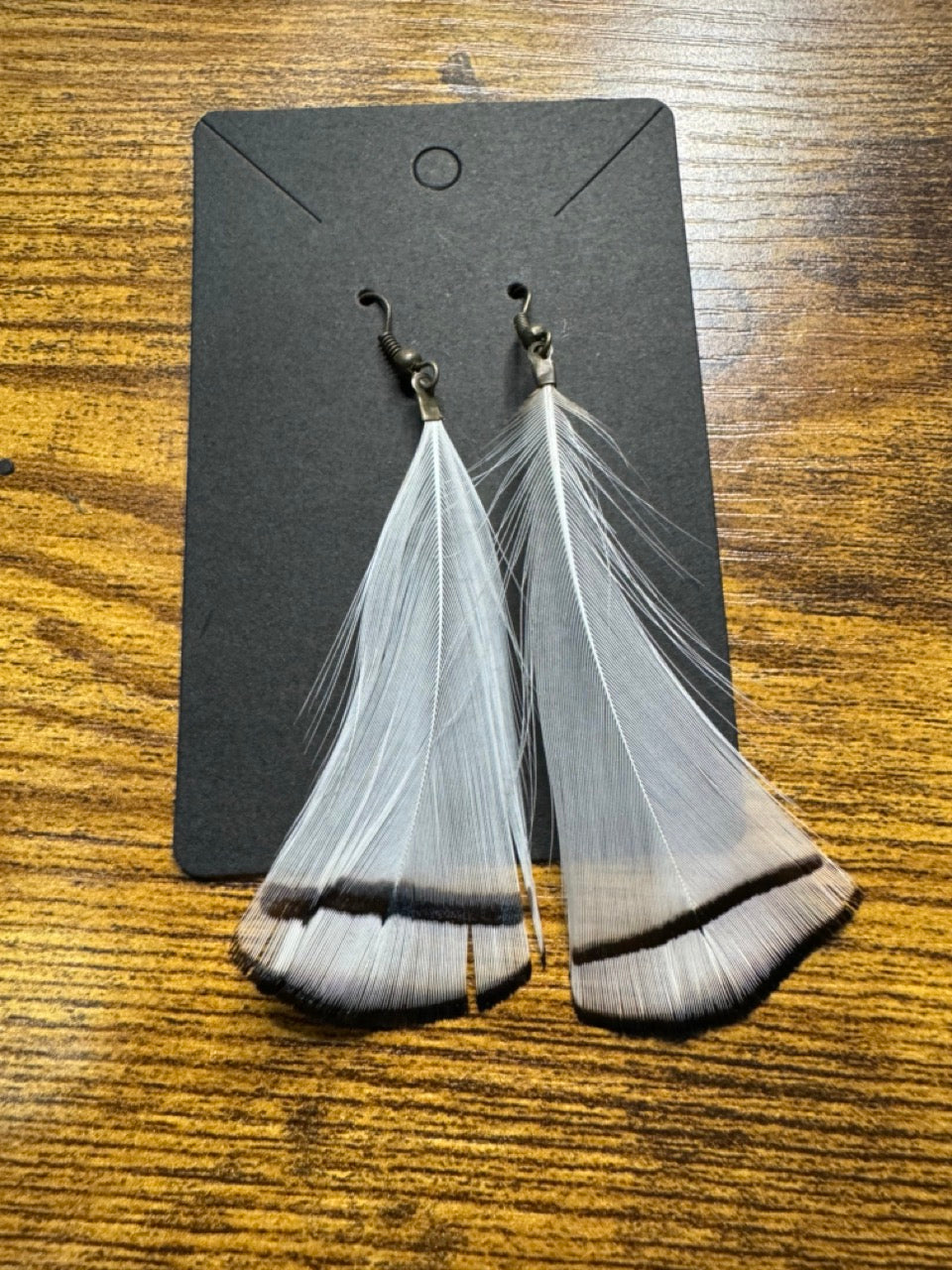 Black and White Feather Earrings