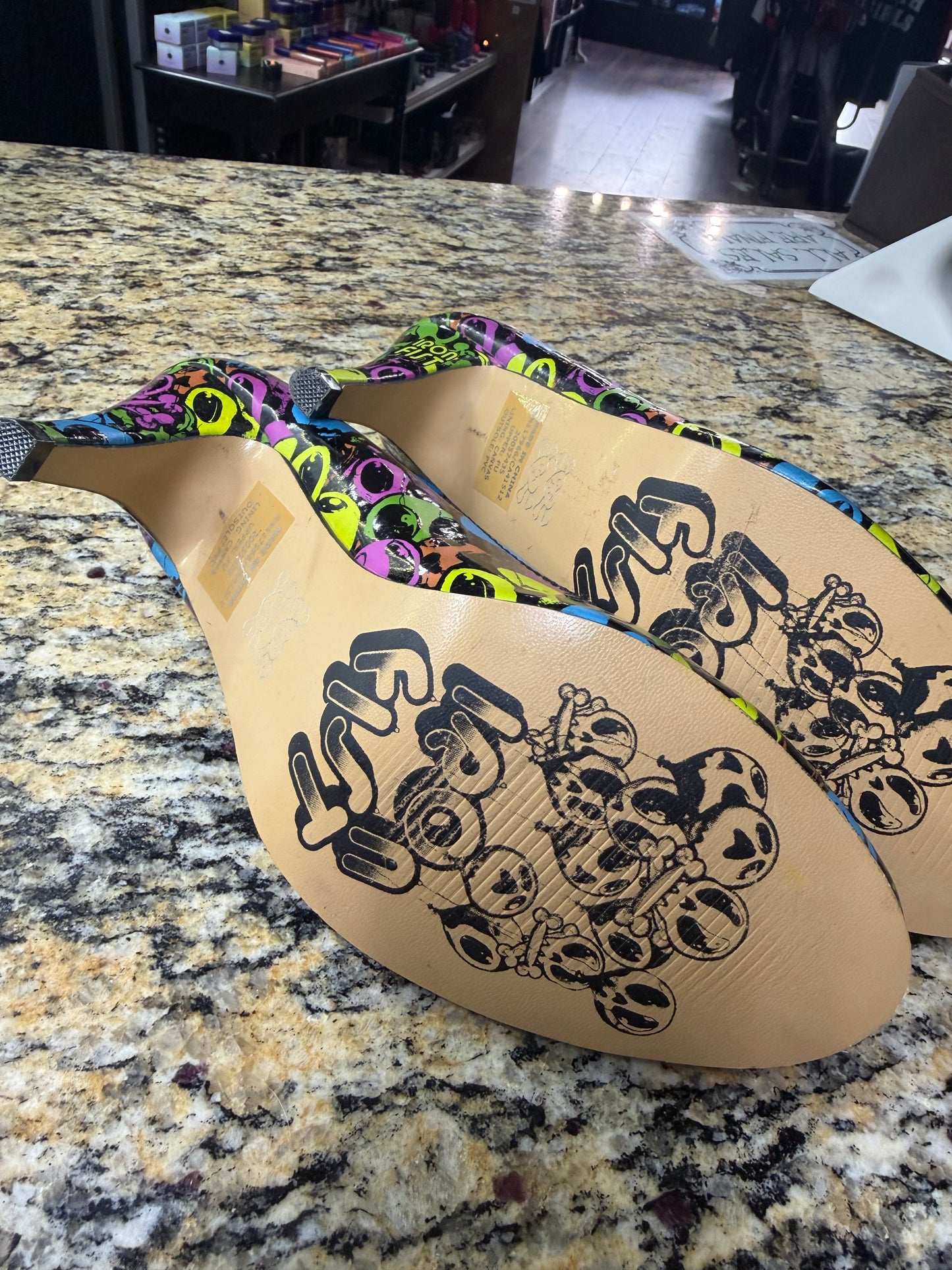 RARE-Iron Fist Alien Skull Platform Heels -Size 10