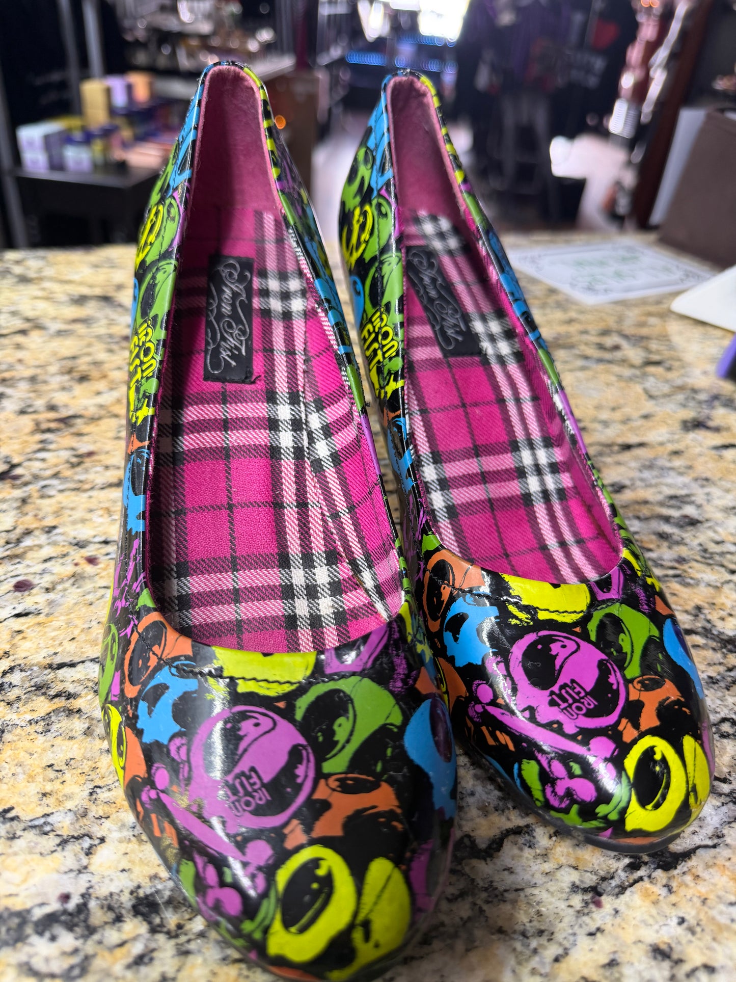 RARE-Iron Fist Alien Skull Platform Heels -Size 10