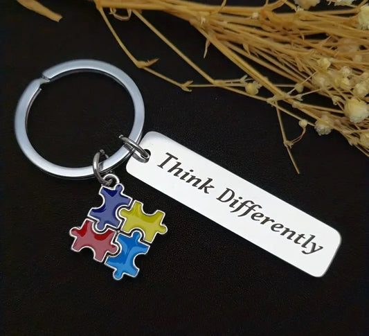 "Think Differently" Autism Keychain