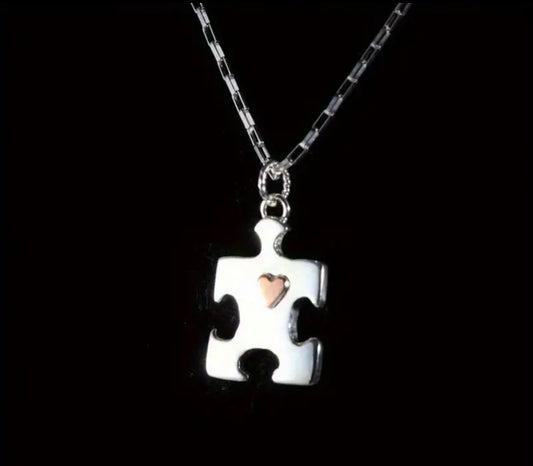 Autism Puzzle Piece Heart Necklace