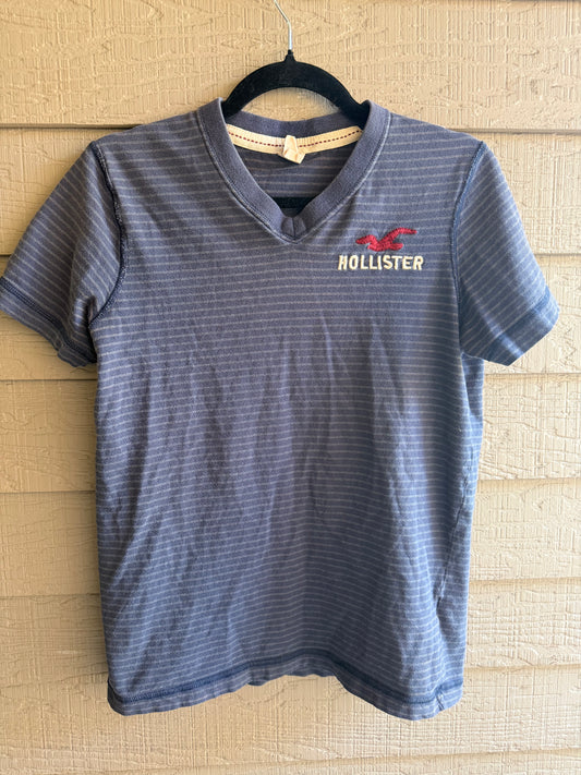 Y2K Hollister Blue/White Striped Shirt- Medium