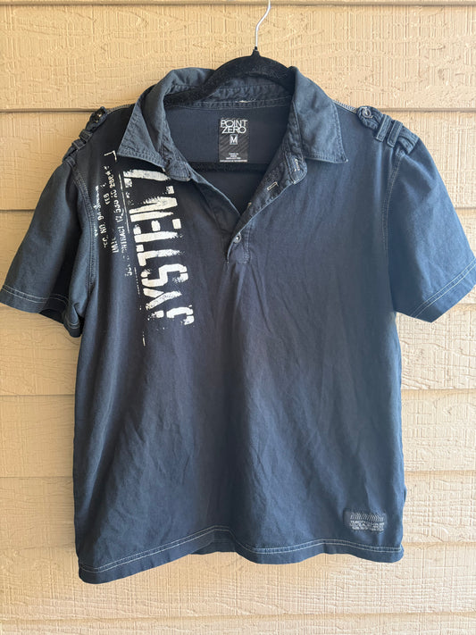 Y2K Point Zero Collared Top- Size Medium
