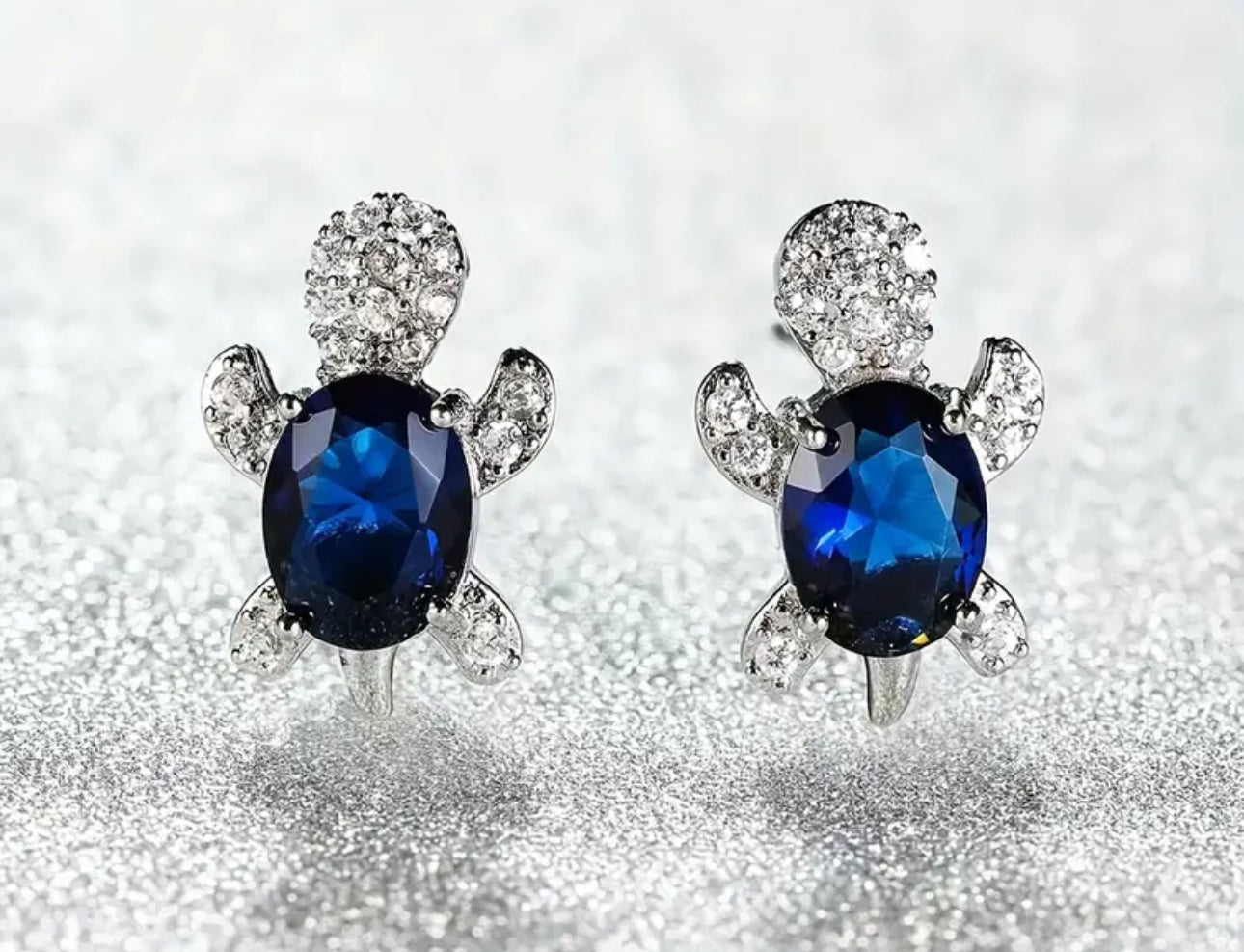 Cubic Zirconia Turtle Stud Earrings