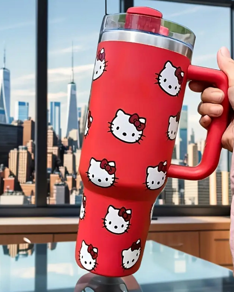 Red Hello Kitty 40-ounce Stainless Steel Double-Walled Tumbler