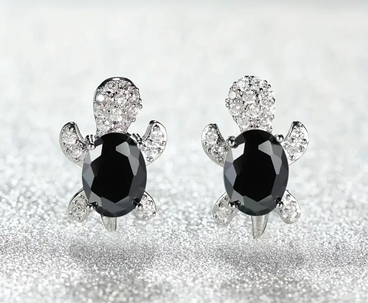 Cubic Zirconia Turtle Stud Earrings