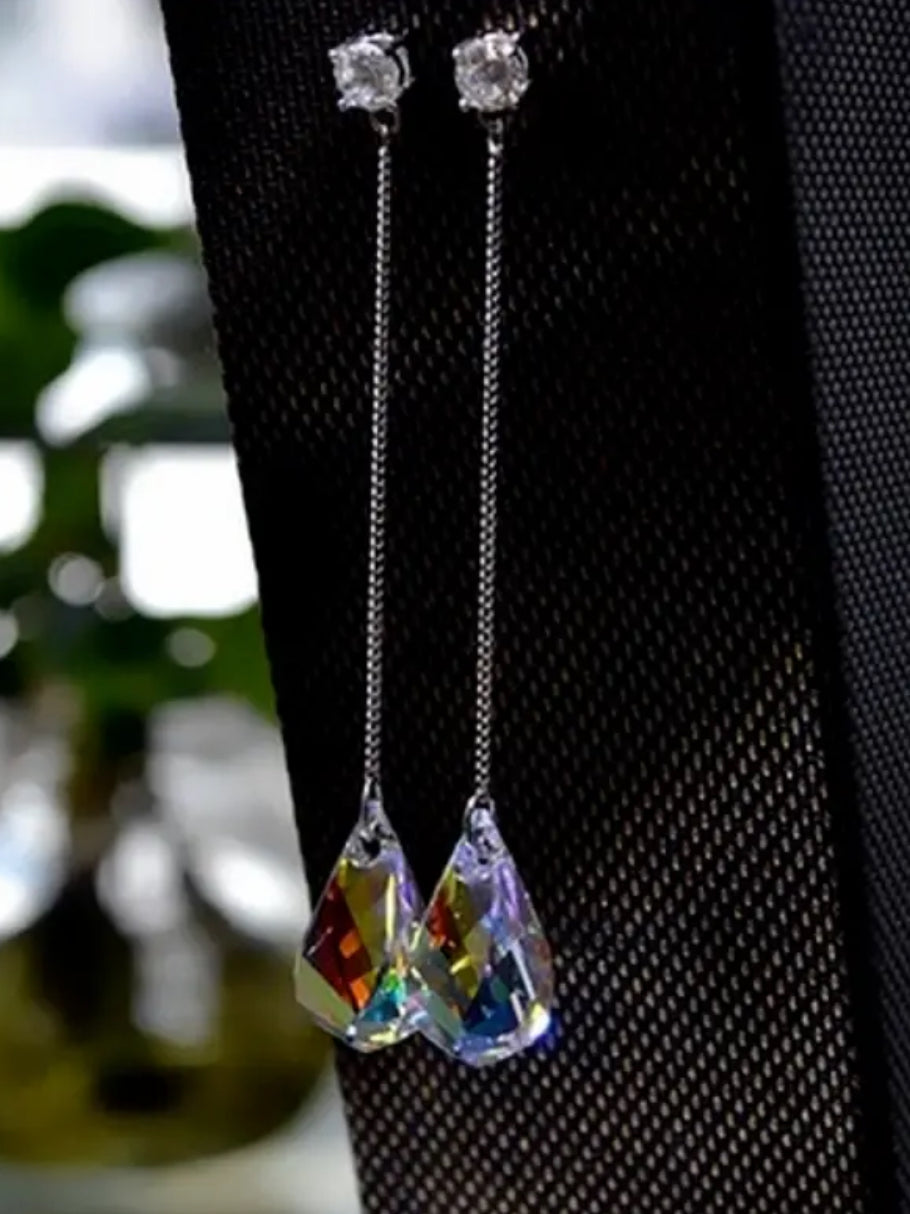 Cubic Zirconia Iridescent Teardrop Earrings