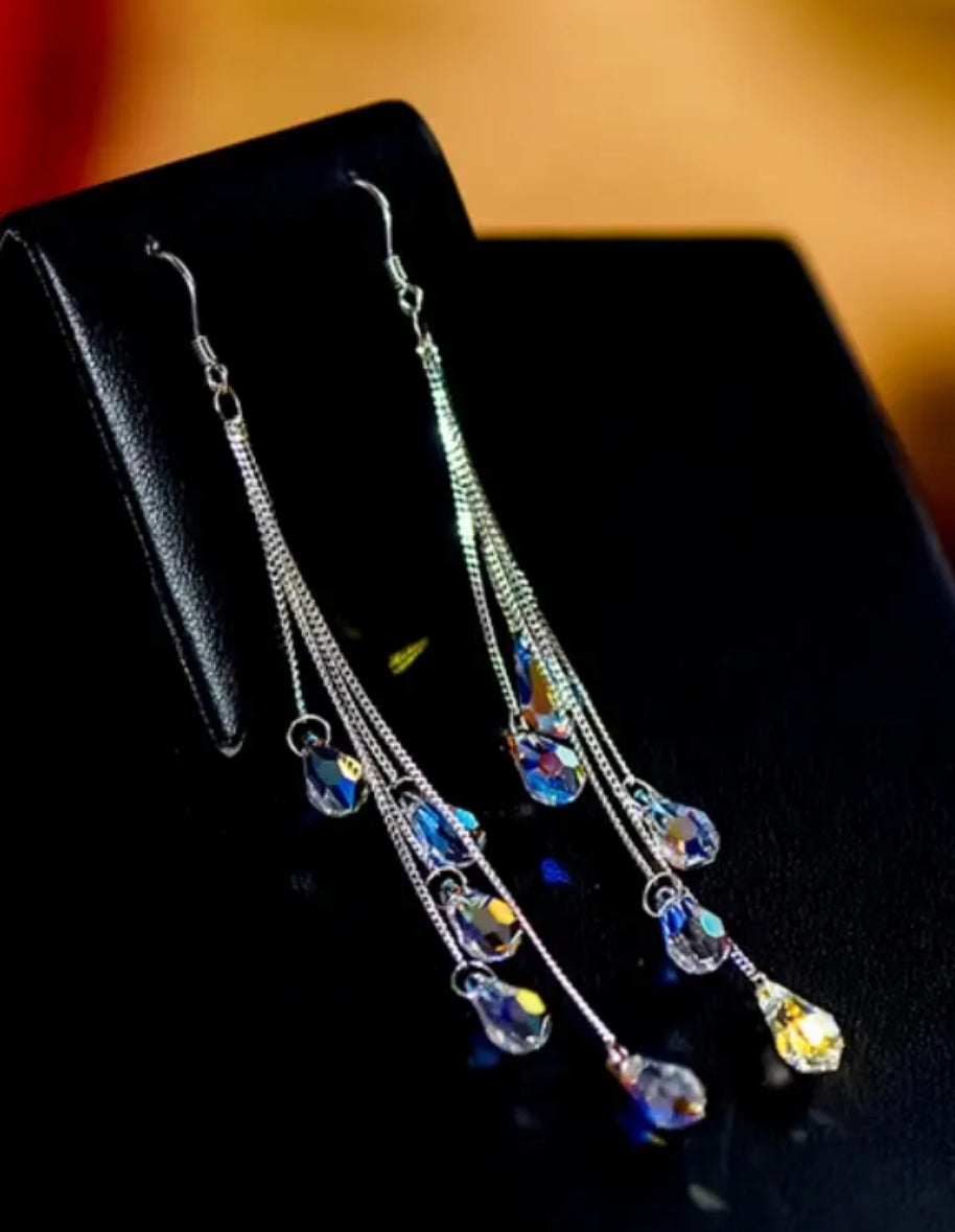 Cubic Zirconia Iridescent Teardrop Earrings