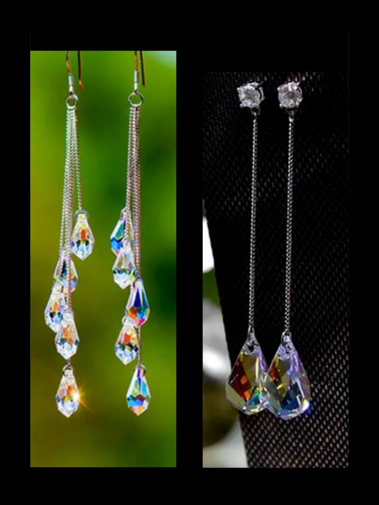 Cubic Zirconia Iridescent Teardrop Earrings