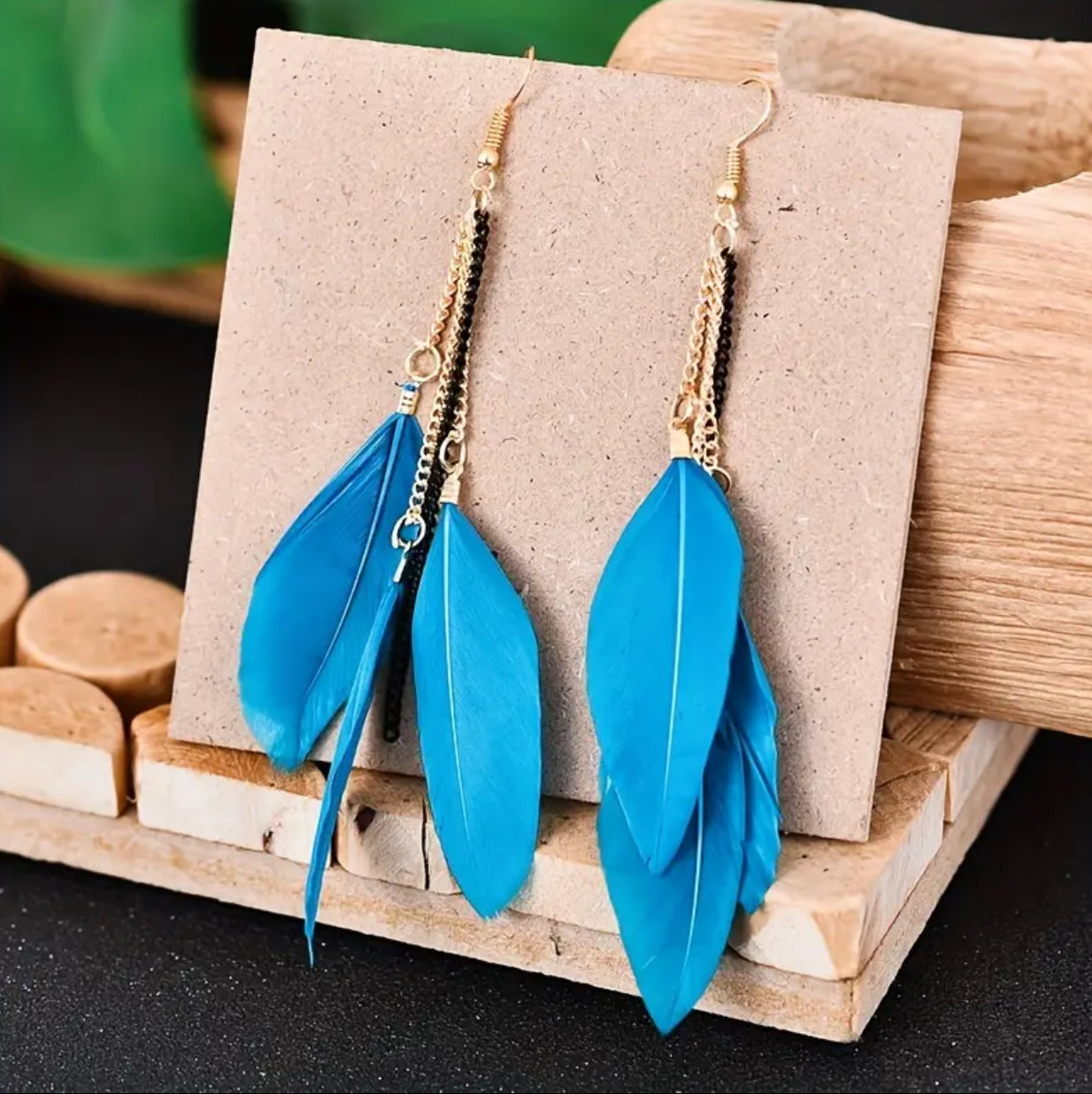 Feather and Chain Earrings