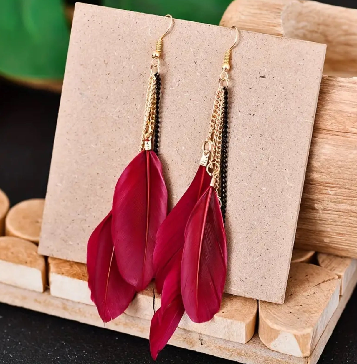 Feather and Chain Earrings