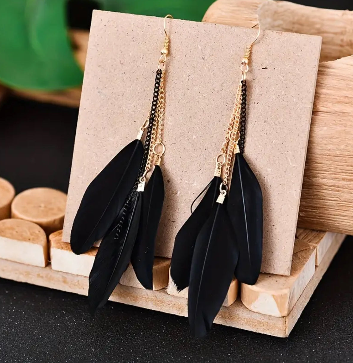 Feather and Chain Earrings