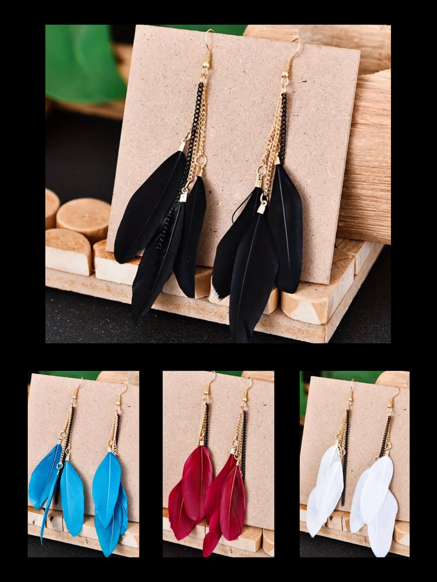 Feather and Chain Earrings