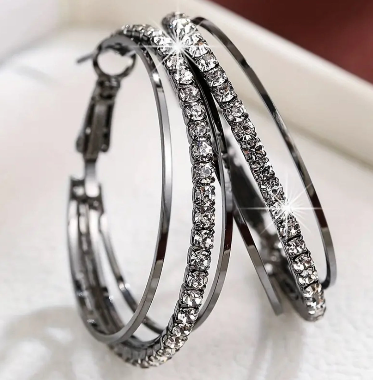 18k Gold-Plated Cubic Zirconia Triple Hoop Earrings