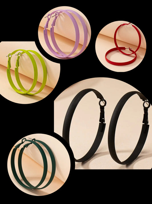 Simple Matte Hoop Earrings — 1.89"