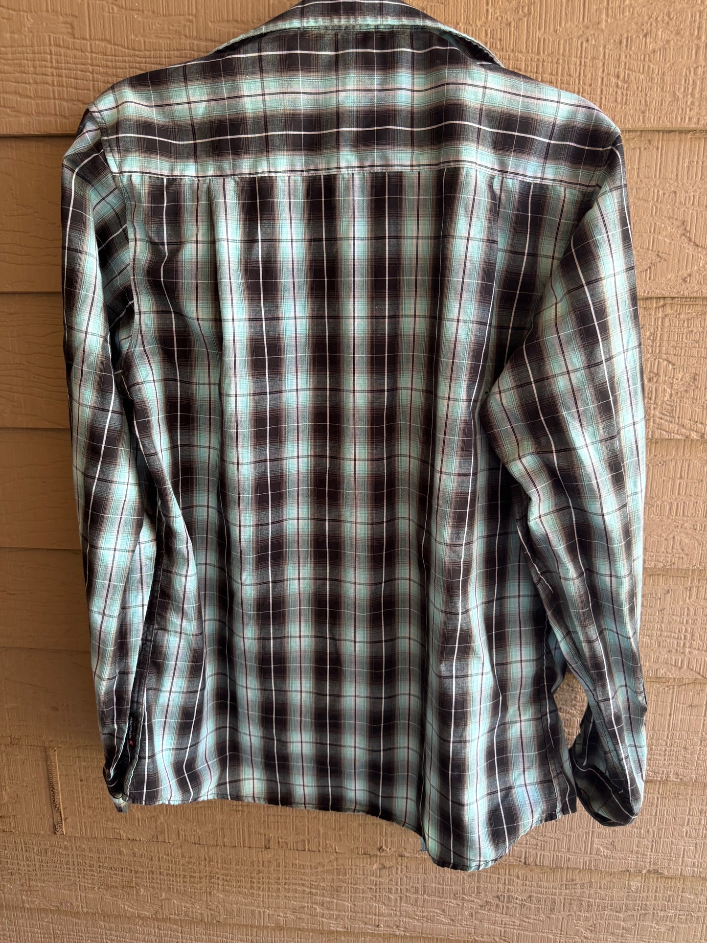 Airwalk Teal/Black Long Sleeve Button Up- Size Medium