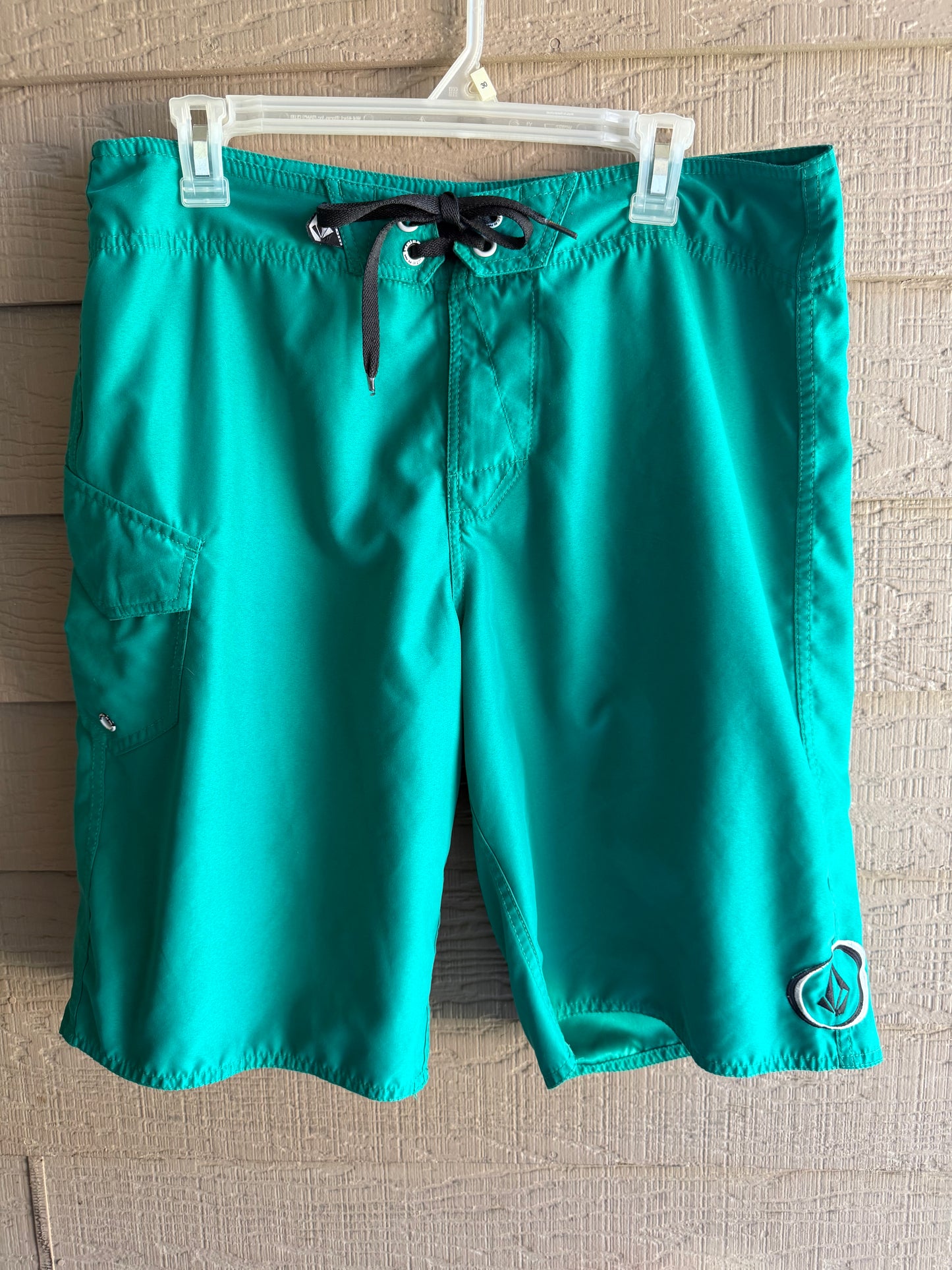 Y2K Teal Volcom Maguro Solid Board Shorts- Size 34