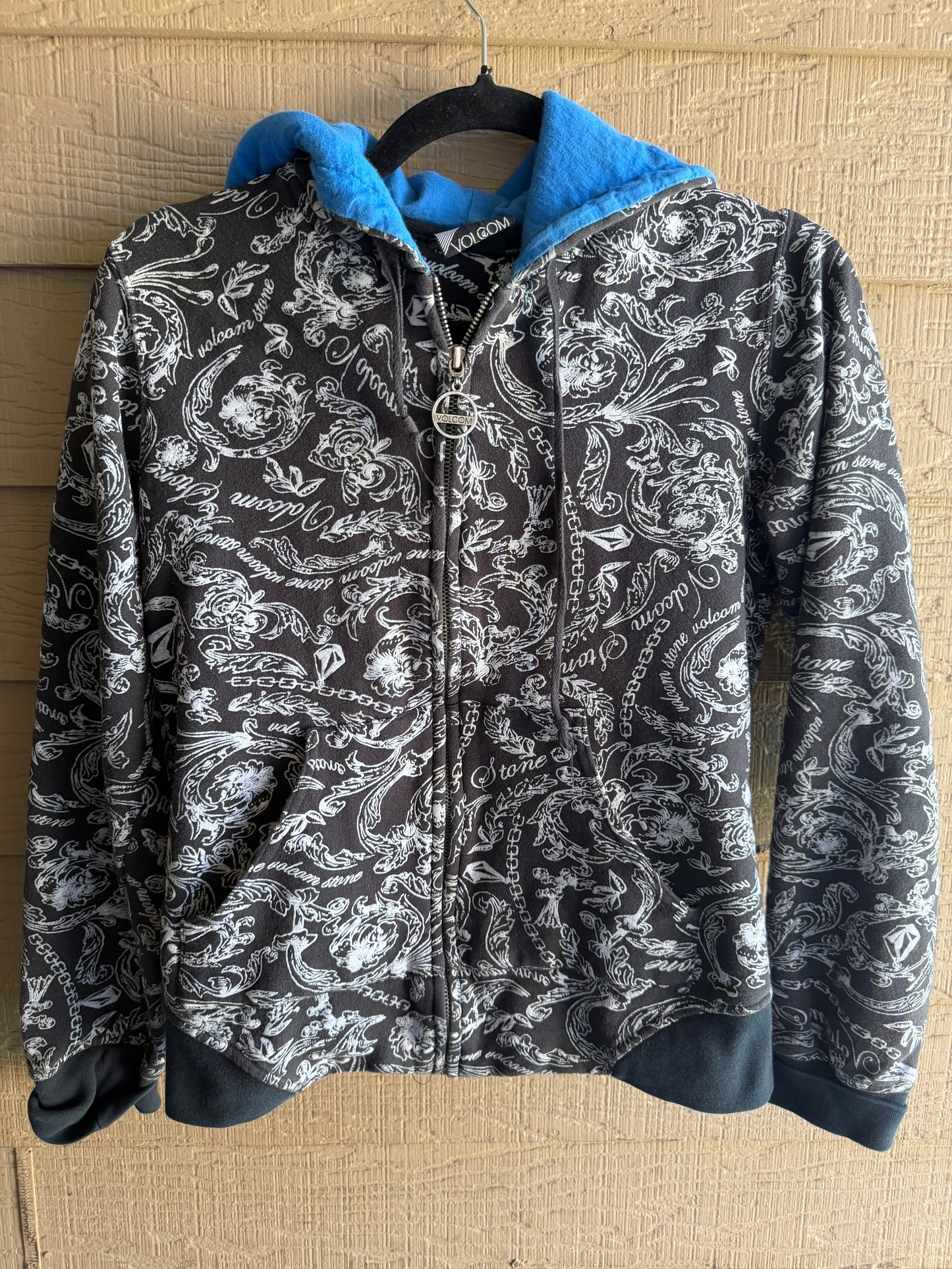 Y2K Volcom Baroque-Print Zip Up- Size L