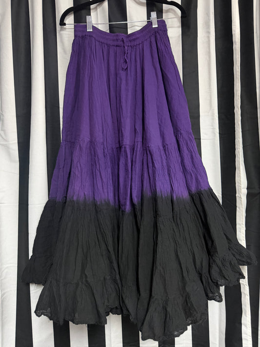 Witchy Goth- Deep purple/Black Thick Flowy Skirt