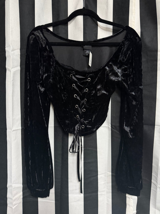 Cosmic Aura Black Velvet Witchy Top- Size Large (Sheila#5)