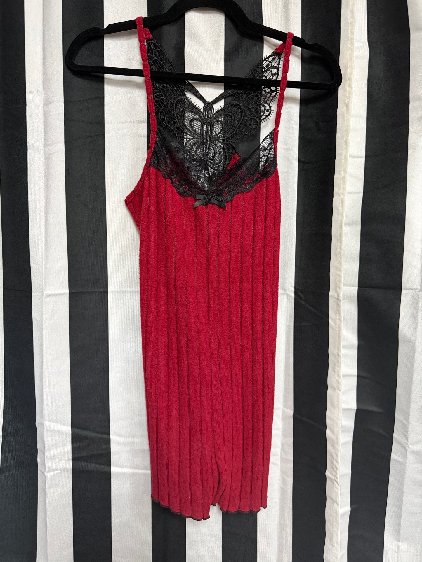 Burgundy Romper W/Lace- Size L