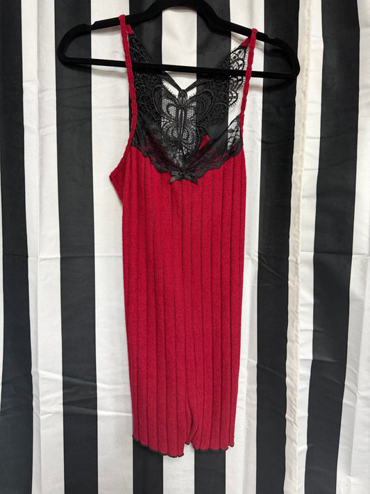 Burgundy Romper W/Lace- Size L