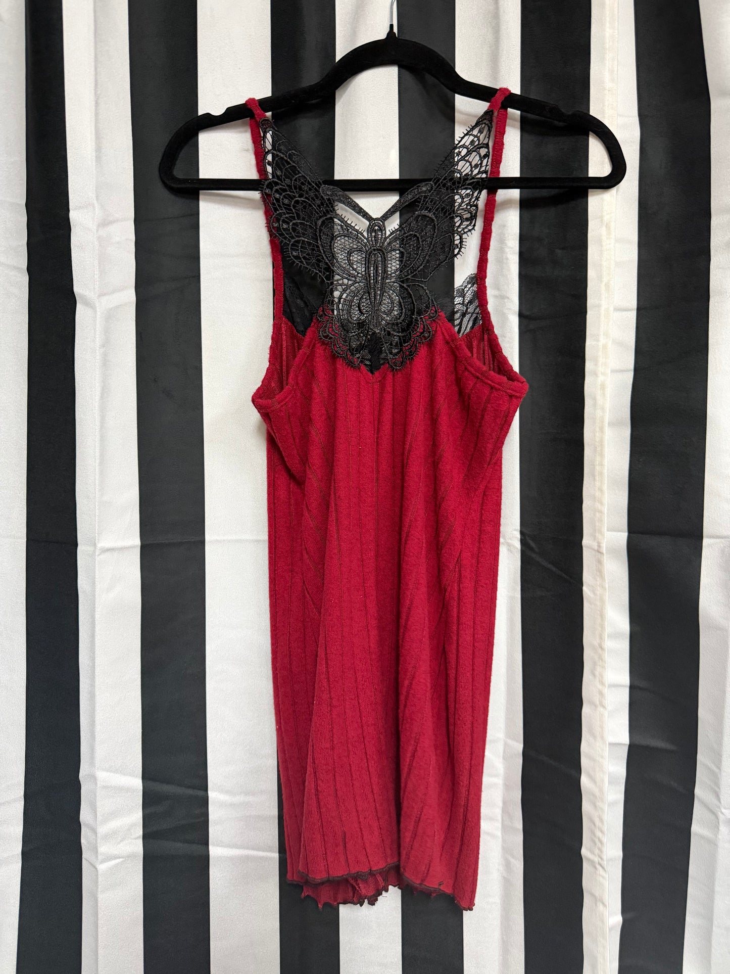 Burgundy Romper W/Lace- Size L