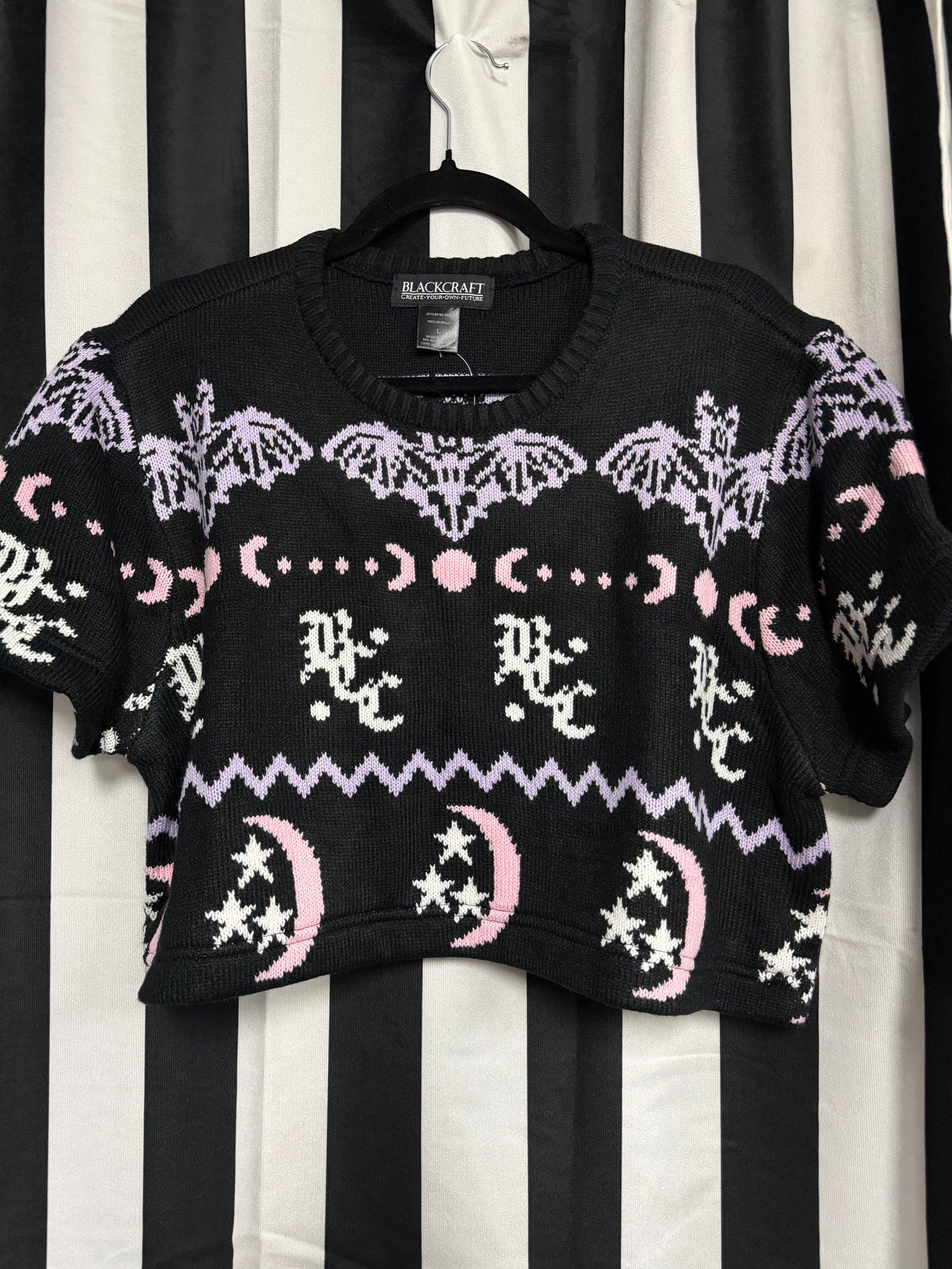 Authentic Blackcraft- The Hellish Holiday Crop Sweater- Size L