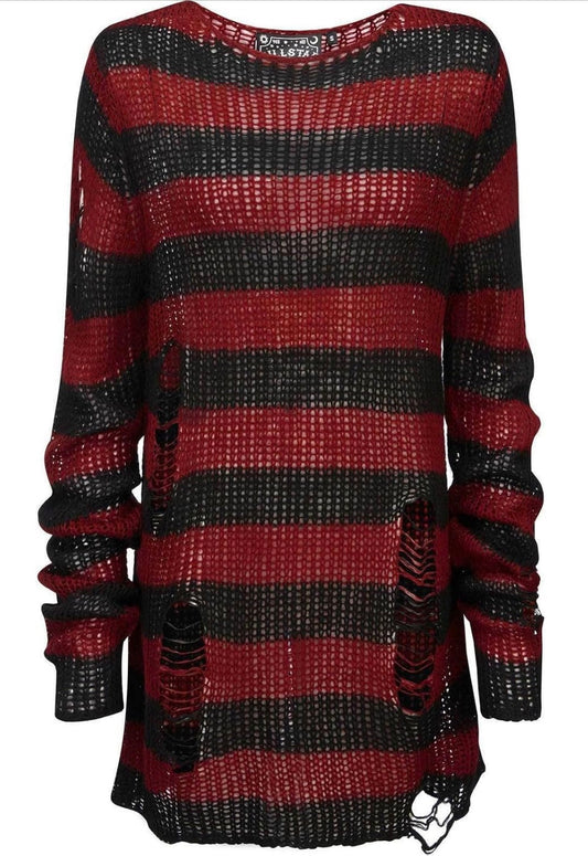 Killstar Total Horror Black & Red Knit Sweater- Size S